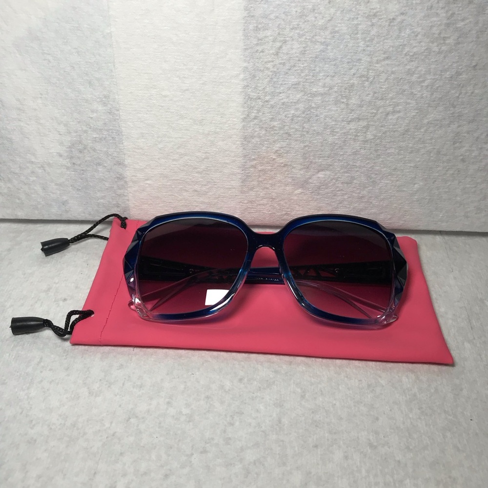 Blue Sunglasses with Gold Tones and  Pink Case